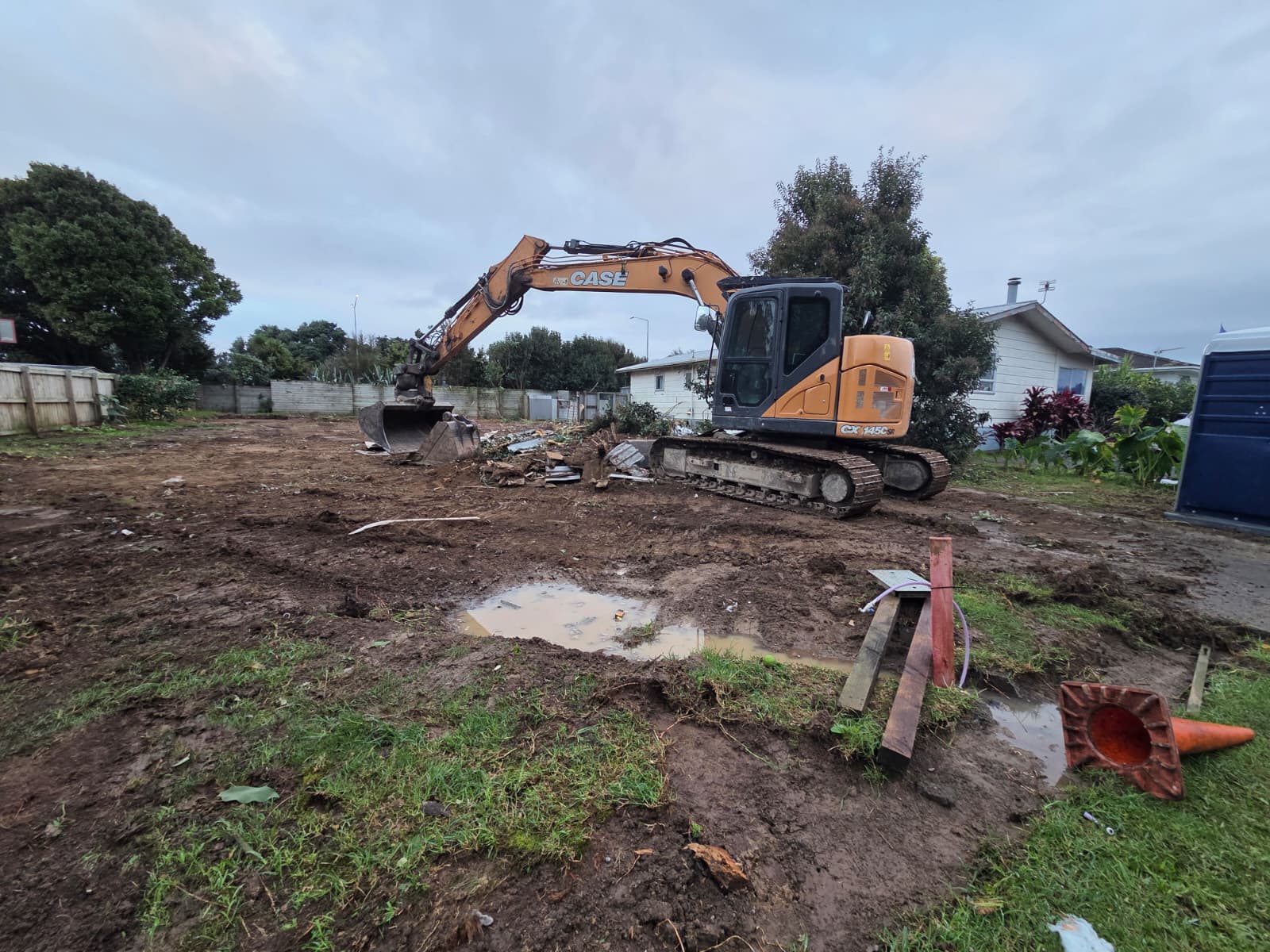 Earthworks — Excavation and levelling for the new build