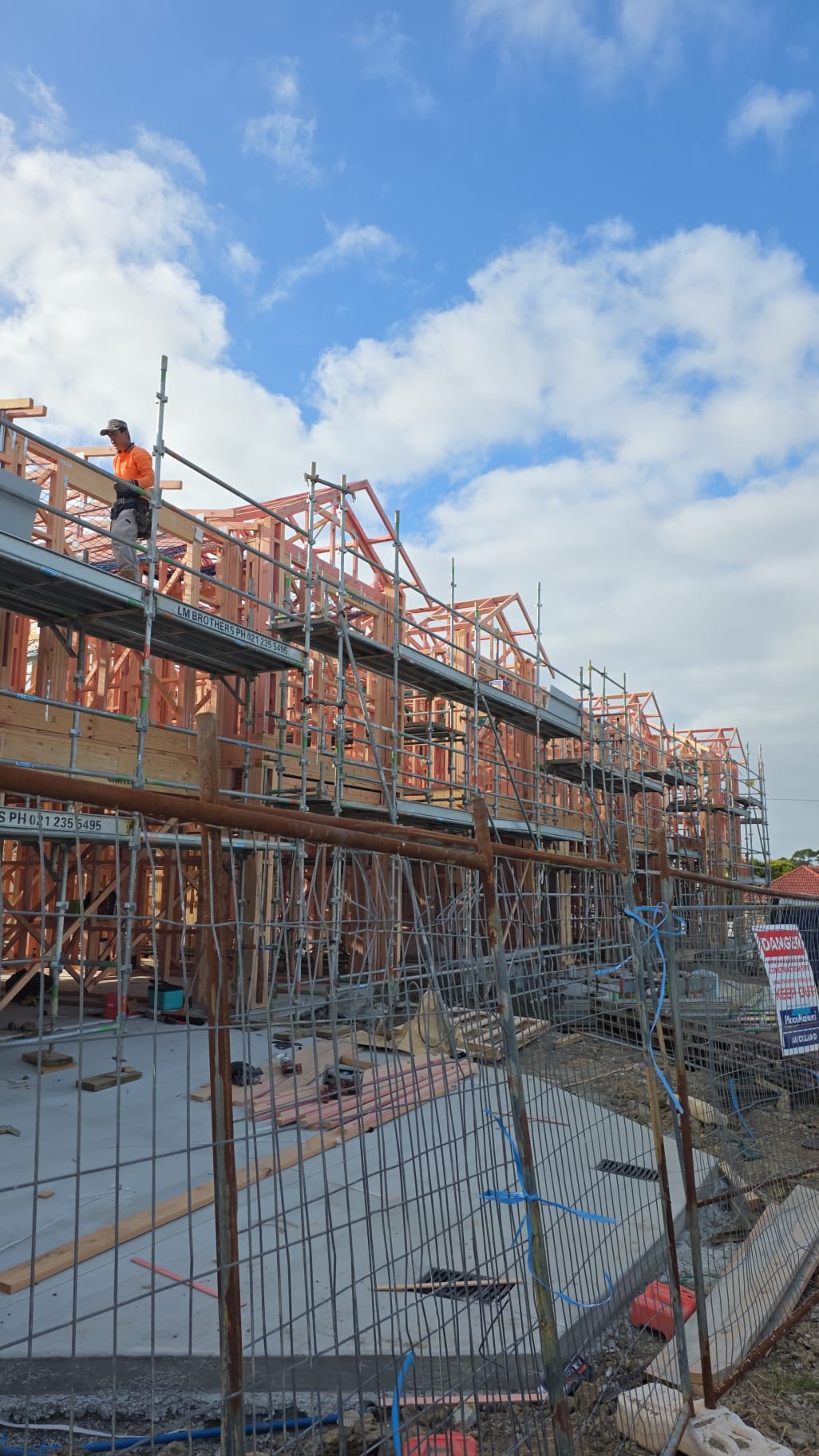 Framing up — Timber framing and trusses take shape